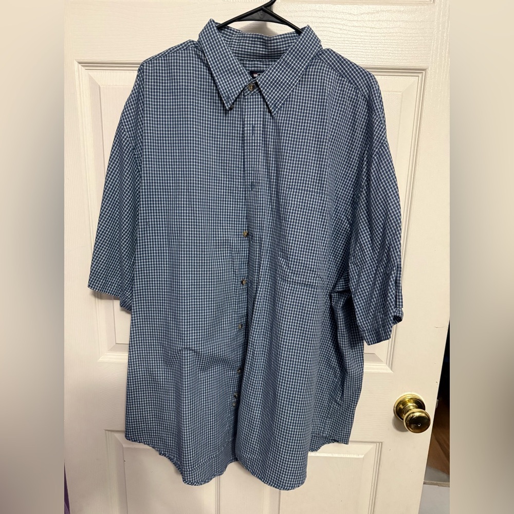 Puritan Men's Navy Checkered Dress Shirt